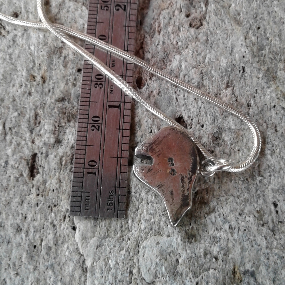 Sterling Turquoise inlay Bear Fetish PENDANT - Picture 4 of 8